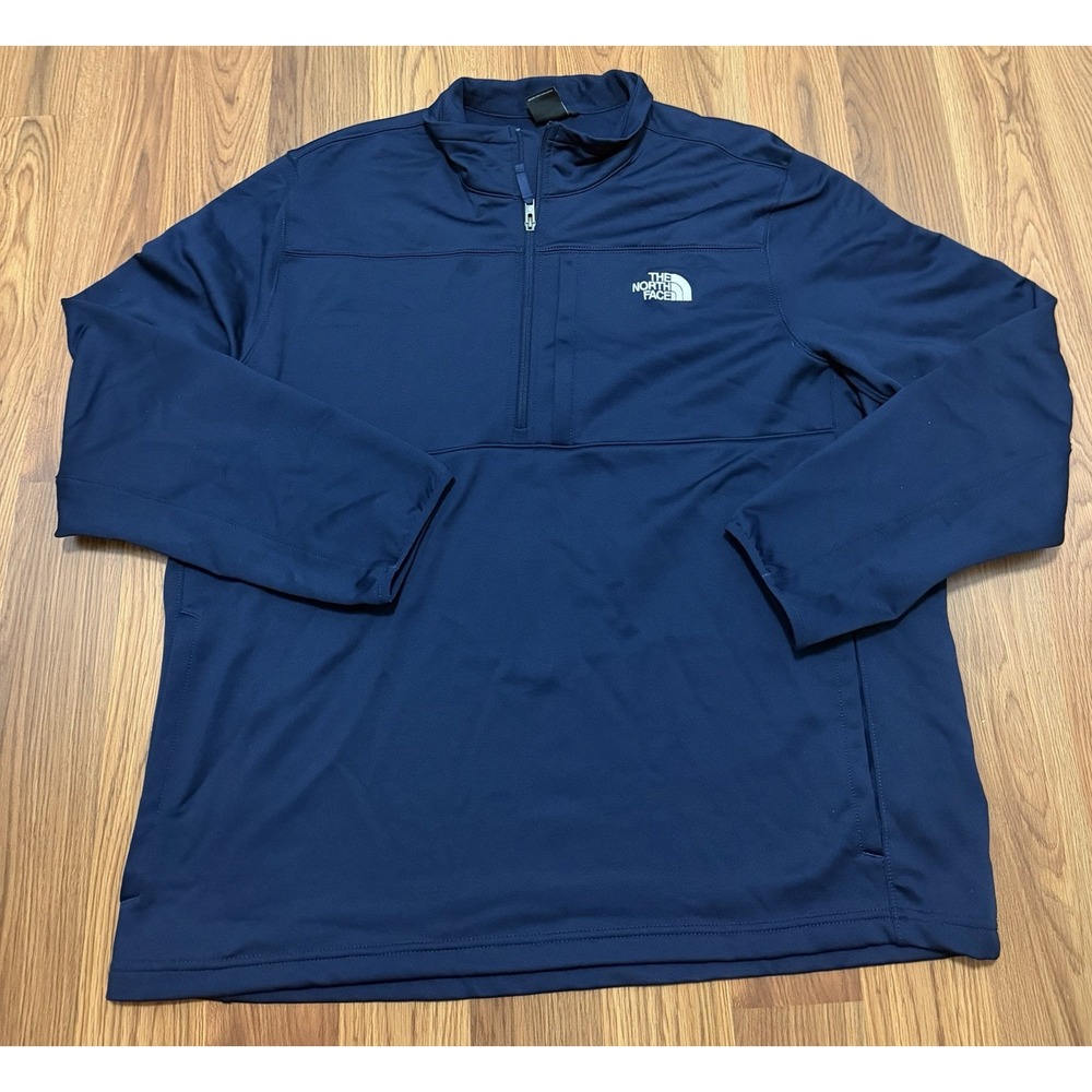 The North Face Soft Shell Jacket Mens XXL Blue 1/4 Zip Stretch Pullover